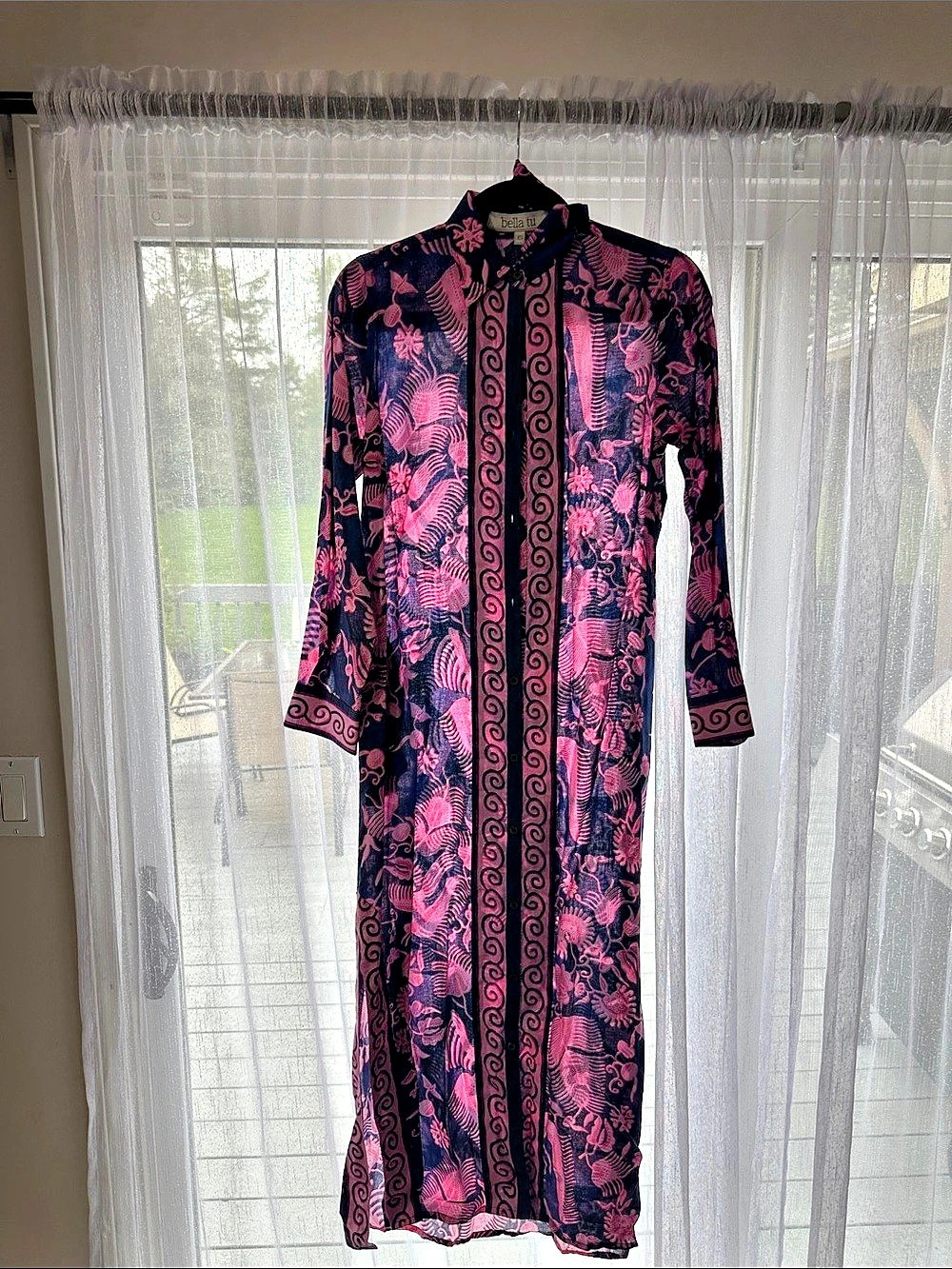 bella tu Floral Maxi Dress in Blue & Pink Size XS